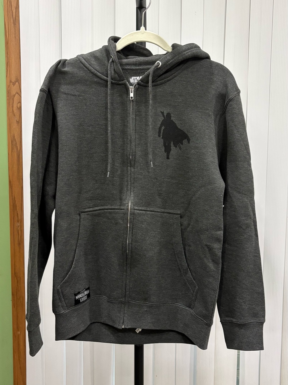 Authentic WDW Star Wars Mandalorian and Grogu Charcoal Zip-Up Hoodie